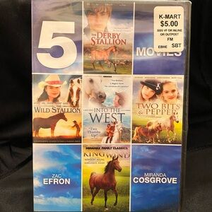 5 Horse-Themed Movie Collection DVD Set NWT Zac Efron & Miranda Cosgrove